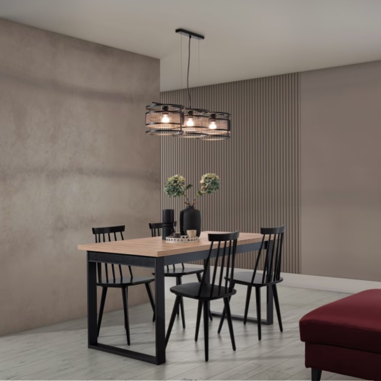 Lustra ELTAP, Gormar, 92x30x120 cm, 3xE27, 15W, otel, negru - imagine 6